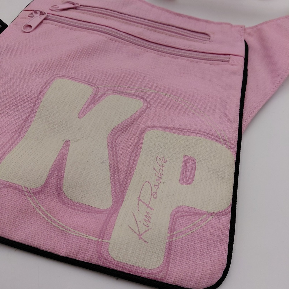 Vtg KIM POSSIBLE Pink Messenger Shoulder Crossbody Stripe Strap Y2K Cartoon RARE - Picture 2 of 10